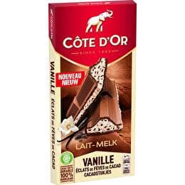 CÔTE D'OR Tablette chocolat au lait fourré  vanille éclats de cacao