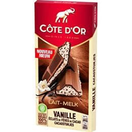 CÔTE D'OR Tablette chocolat au lait fourré  vanille éclats de cacao