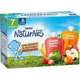NESTLÉ Naturnes gourdes multifruits pommes bananes fraises pommes abricots dès 6 mois x 7