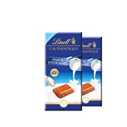 LINDT CHOCOLATIER Tablette chocolat authentique au  lait fleur de sel 2 x 100g