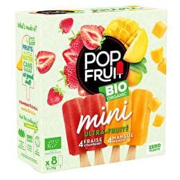 POP FRUIT Bâtonnets glacés mini sorbet fraise et mangue Bio